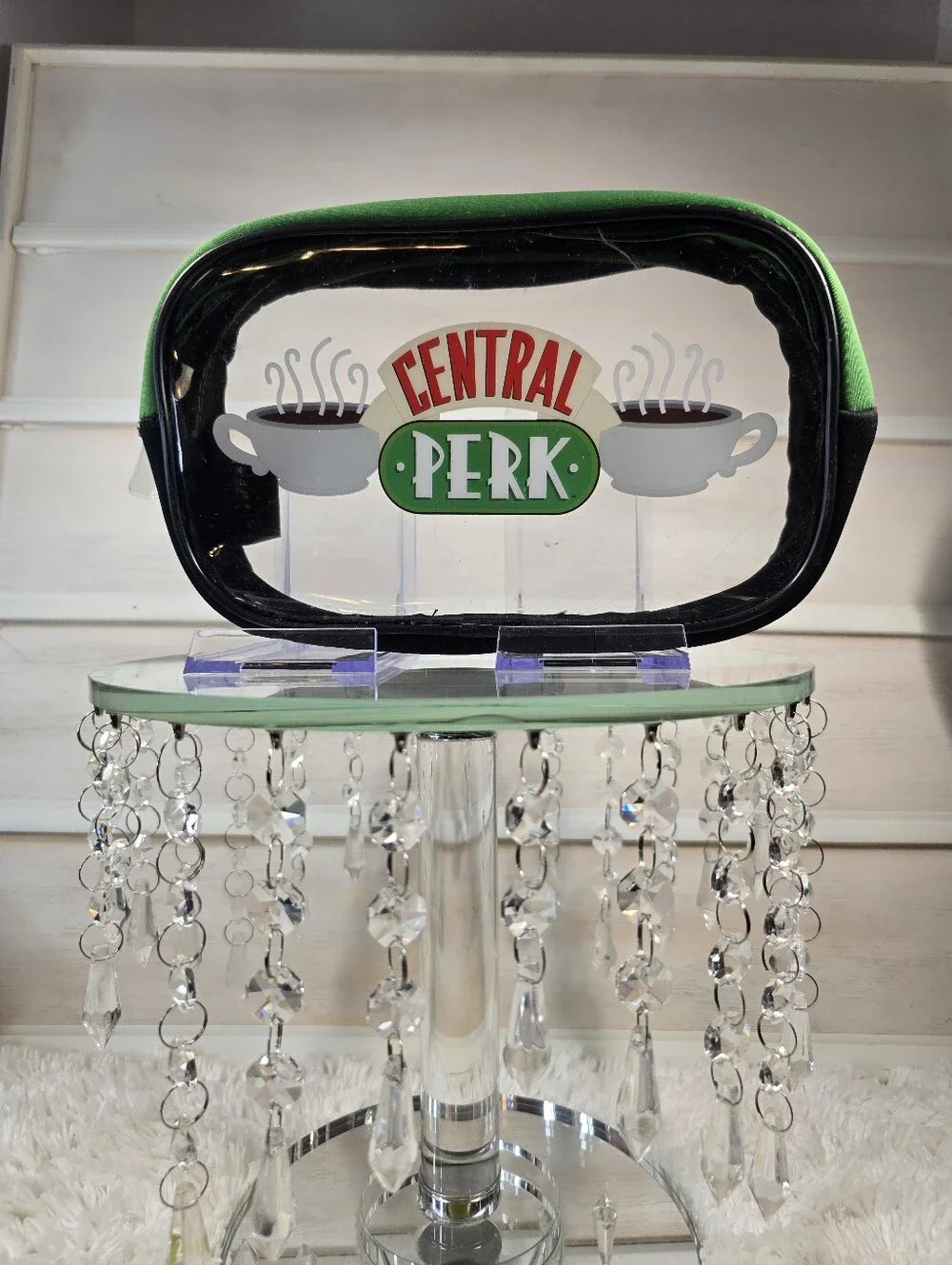 Clear Friend's Graphic Cosmetic Pouch - Green Trim and acoordinating bouns bag